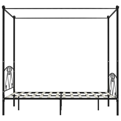 łóżka z baldachimem, czarna, metalowa, 140 x 200 cm Rama