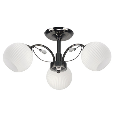 Lampa wisząca Neros 3-punktowa z białymi kloszami metalowo-szklana czarna