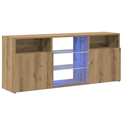 Szafka pod TV z oświetleniem LED, dąb artisan, 120x30x50 cm