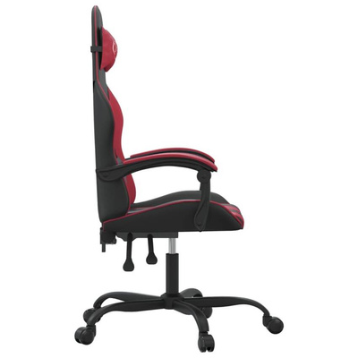 vidaXL Obrotowy fotel gamingowy, czarno-bordowy, sztuczna skóra model standard