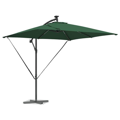Parasol plażowy z paskami LED Zielony 249 x 249 x 250 cm