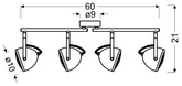 Lampa ścienna listwa 4X50W GU10 betonowy szary PENT 94-68071