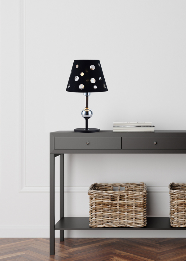 Lampka nocna Batley Ledea czarna metalowa z abażurem klasyczna