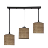 Lampa wisząca z abażurami Legno rattanowy orzechowy potrójna nad stół