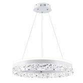 Lampa wisząca FROZI w stylu glamour – biały klosz z kryształkami – eleganckie i nowoczesne oświetlenie salonu LED