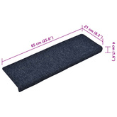 Maty na schody samoprzylepne 15 szt. 65x21x4 cm Niebieskie prostokątne krawędzie