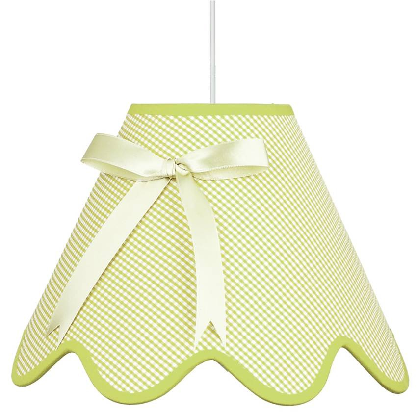 Lampa wisząca z abażurem Lola pistacjowa z kokardką do pokoju dziecięcego