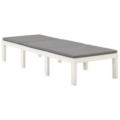 vidaXL Leżak z poduszką, plastikowy, biały