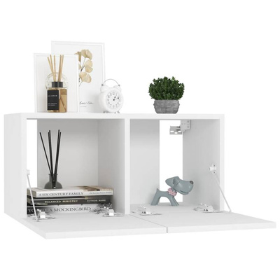 vidaXL Szafka wisząca pod TV, biała, 60x30x30 cm