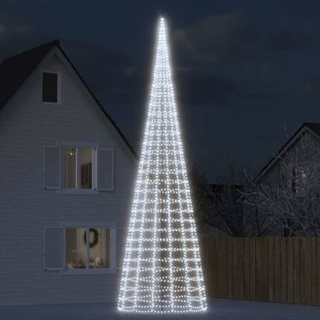 vidaXL Choinka z lampek, na maszt, 3000 zimnych białych LED, 800 cm