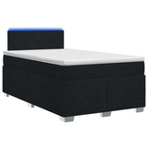 Łóżko Box Spring z materacem i LED Czarny 120 x 200 cm tkanina
