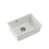 Quadron | ALEC 50 | kuchenny zlewozmywak BIAŁY | wymiary: 53,5 x 40 x 20,5 cm | 1-komorowy podwieszany | podbudowa szafki: od 60 cm