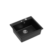 MORGAN 110 GraniteQ zlewozmywak pure carbon z syfonem Push To Open stal szlachetna 1-komorowy b/o + zaczepy 4 szt