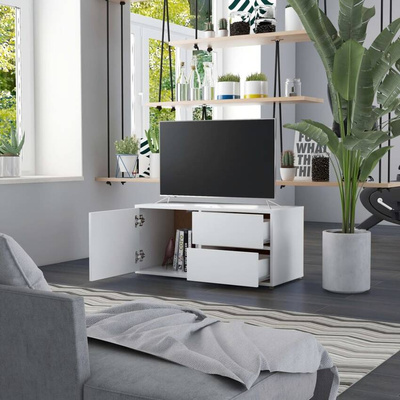 vidaXL Szafka pod TV, biała, 80x34x36 cm, materiał drewnopochodny
