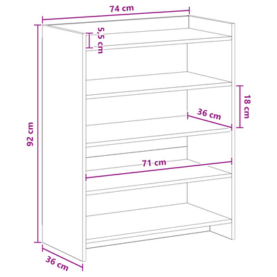 Szafka na buty z przechowywaniem Stare drewno 73,5 x 36 x 92 cm