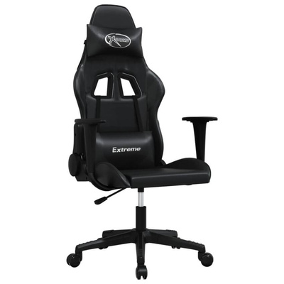 vidaXL Masujący fotel gamingowy, czarny, sztuczna skóra model standard