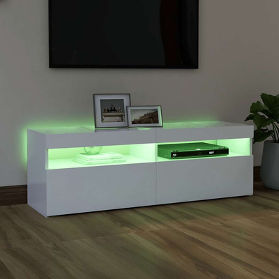 Szafka pod TV z oświetleniem LED, biała, 120x35x40 cm