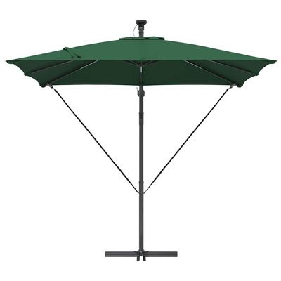 Parasol plażowy z paskami LED Zielony 249 x 249 x 250 cm