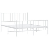vidaXL Metalowa rama łóżka z wezgłowiem i zanóżkiem, biała, 120x200 cm model standard