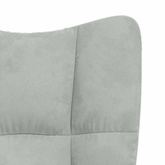 Fotel z podnóżkiem, jasnoszary, obity aksamitem model standard