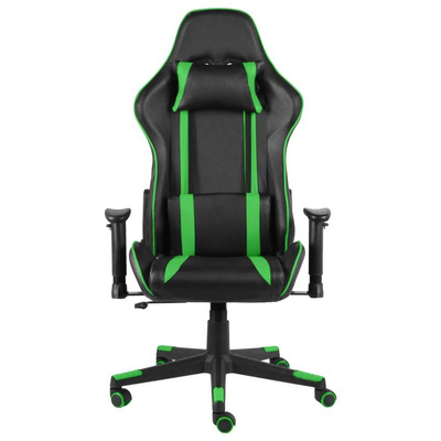 vidaXL Obrotowy fotel gamingowy, zielony, PVC