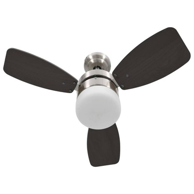 vidaXL Wentylator sufitowy z lampą i pilotem, 76 cm, ciemnobrązowy