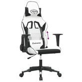 vidaXL Fotel gamingowy, biało-czarny, sztuczna skóra wariant 4