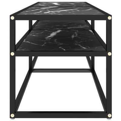 vidaXL Szafka pod TV, czarny marmur, 140x40x40,5 cm, szkło hartowane