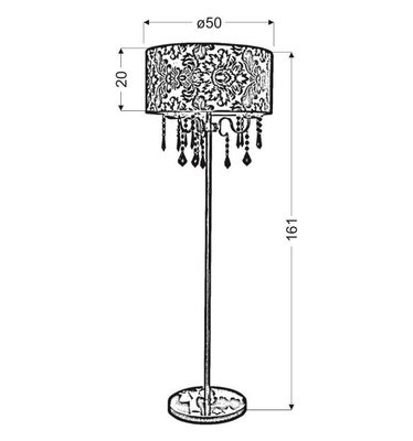 Lampa podłogowa chromowa / czarna z kryształkami Sottile Candellux 53-73945