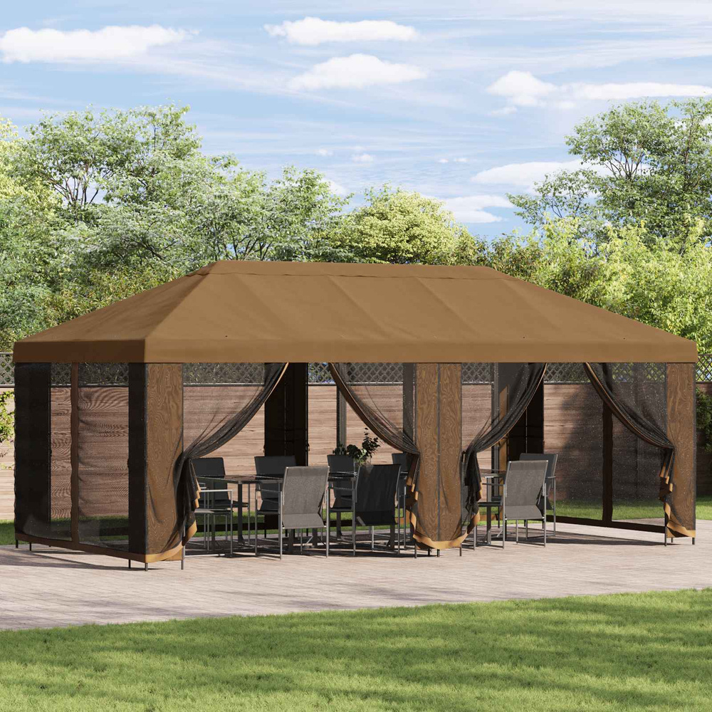 Altana z bokami 6 x 3 m Beżowy Poliester i Stal 190