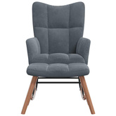 Fotel bujany z podnóżkiem, ciemnoszary, obity aksamitem