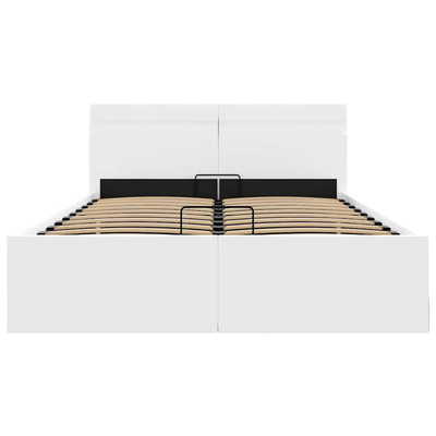 vidaXL Rama łóżka z podnośnikiem i LED, biała, ekoskóra, 120 x 200 cm