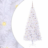 Sztuczna choinka z 300 diodami LED Biały 210 cm PVC i stal