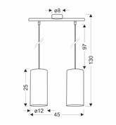 Fleri lampa wisząca czarny 2x60 e27 abażur 12x25 beżowy ratan
