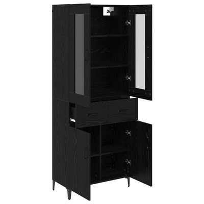 Highboard Czarny Dąb 69,5 x 34 x 180 cm Drewno inżynieryjne