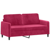 Sofa 2-osobowa, winna czerwień, 140 cm, tapicerowana aksamitem
