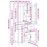 Highboard 2 szt. Stare drewno 69,5 x 34 x 180 cm