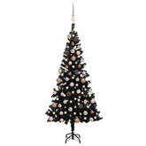 vidaXL Sztuczna choinka z lampkami i bombkami, czarna, 150 cm, PVC model standard