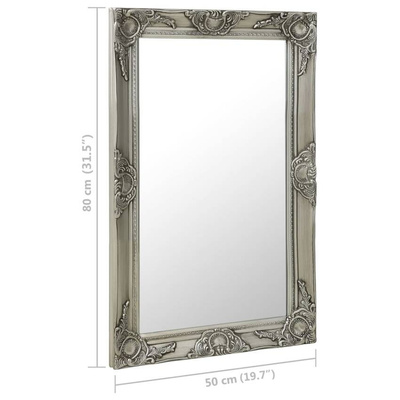 vidaXL Lustro ścienne w stylu barokowym, 50x80 cm, srebrne