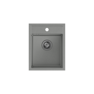 JOHNNY 90 GraniteQ zlewozmywak granitowy silver stone 1-komorowy z/o (39x50x20), z syfonem stal szlachetna