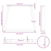 Nogi do stołu jadalnego w kształcie litery V 3 szt. Białe 100x(72-73,3) cm Stal