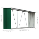 Wiata na drewno, stal galwanizowana, 330 x 84 x 152 cm, zielona