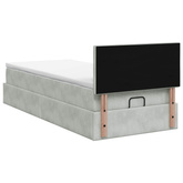 Łóżko ottoman z materacem jasnoszary 90 x 190 cm Welur