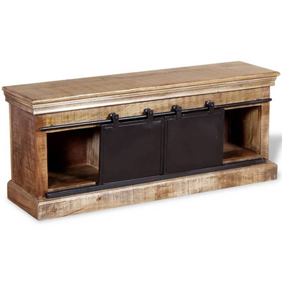 vidaXL Szafka pod TV, drewno mango, przesuwane drzwiczki, 110x30x45 cm