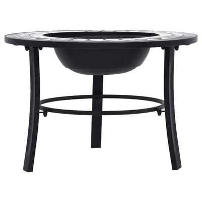 vidaXL Palenisko z mozaiką, czarno-białe, 68 cm, ceramika