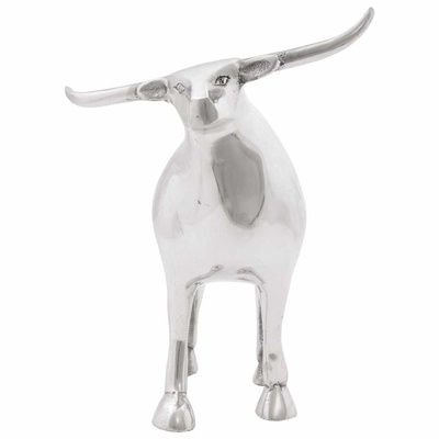 Rzeźba byka Srebrny 20 x 17 x 23 cm Aluminium