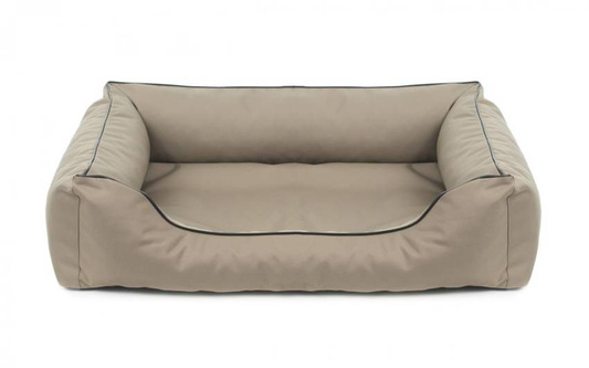 Legowisko dla psa Sofa Valencia Standard w kolorze beżowym z czarnym wykończeniem Rozmiar: M - 80 x 60 cm