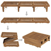 vidaXL Składany leżak z poduszką, lite drewno akacjowe