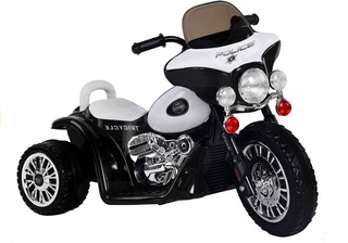 Motor na Akumulator Trójkołowy JT568 Policja Dla Dzieci Światło LED Czarny