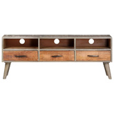 vidaXL Szafka pod TV, szara, 130x35x51 cm, lite, surowe drewno mango